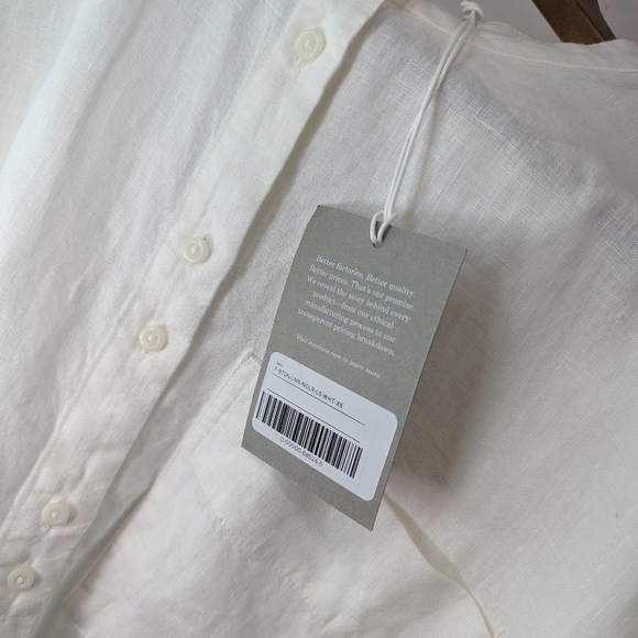 Everlane Shirt Womens White Button Up Linen Pocket Popover Billow Blouse - Picture 10 of 13